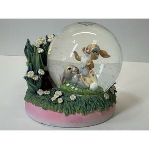 Vintage Bambi Miss Bunny & Thumper‎ Disney Store Snow Globe Rare Easter Gift